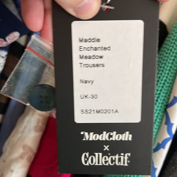 MODCLOTH x COLLECTIF Maddie Enchanted Meadow Trousers Navy Bunnies Spring 26 - Picture 3 of 9